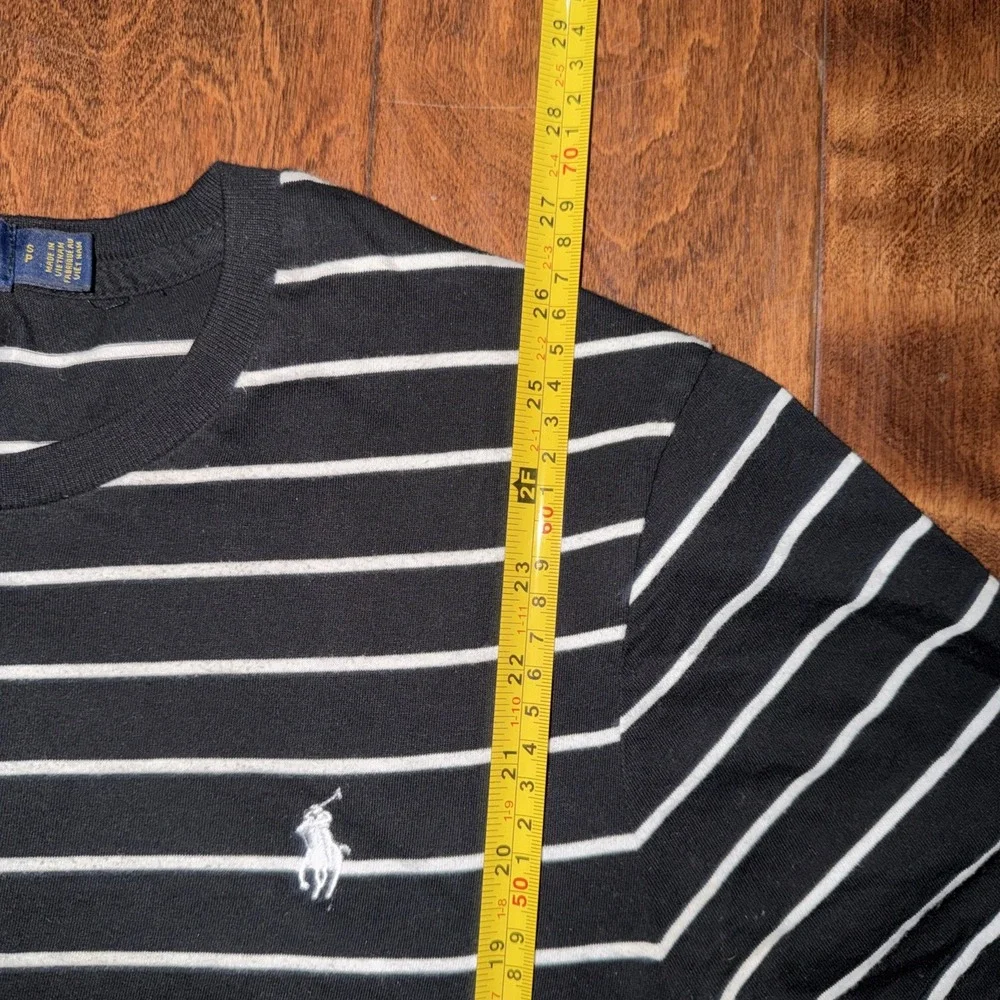 Polo Ralph Lauren Custom Slim Fit Striped T Shirt Black White Pony Logo Small